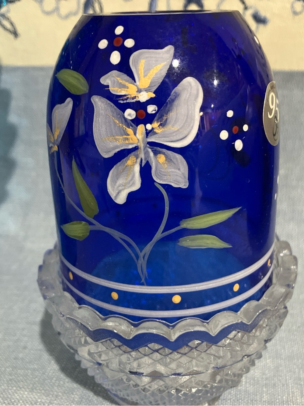 Fenton Blue Butterfly Garden Fairy Light w/ Box 95th Anniversary
